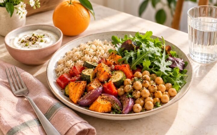 A meal example with several food groups rather than a prescribed PCOS meal plan.
